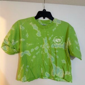 Cadillac Tie-Dye Cropped Tee | Neon Green | Size M
